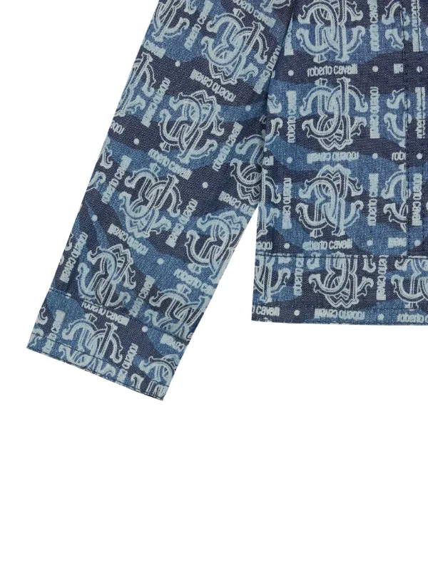 roberto cavalli デニムジャケット メンズ Roberto Cavalli Junior モノグラム デニムジャケット | ブルー