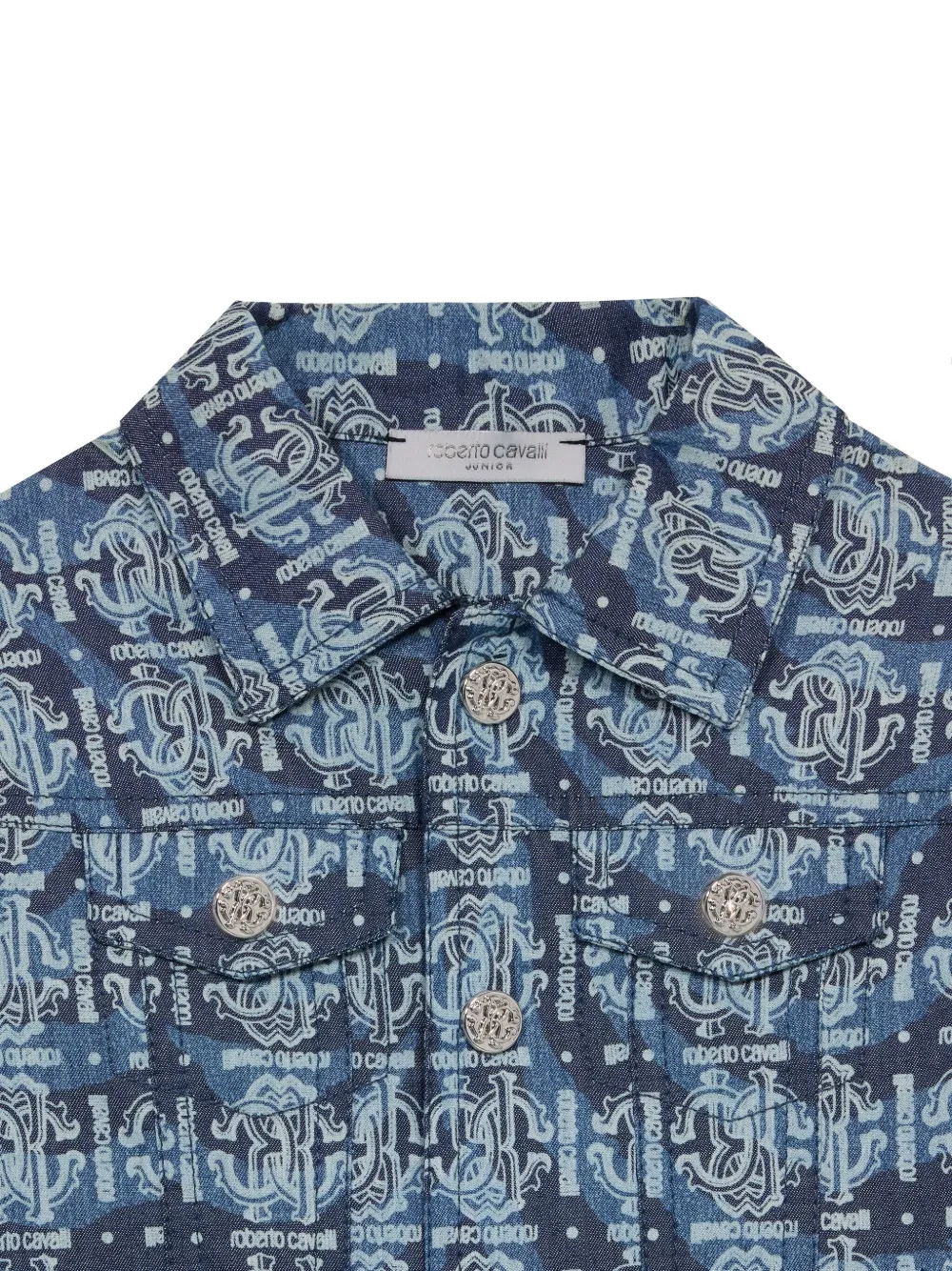 Roberto Cavalli Junior Spijkerjack met monogram Blauw