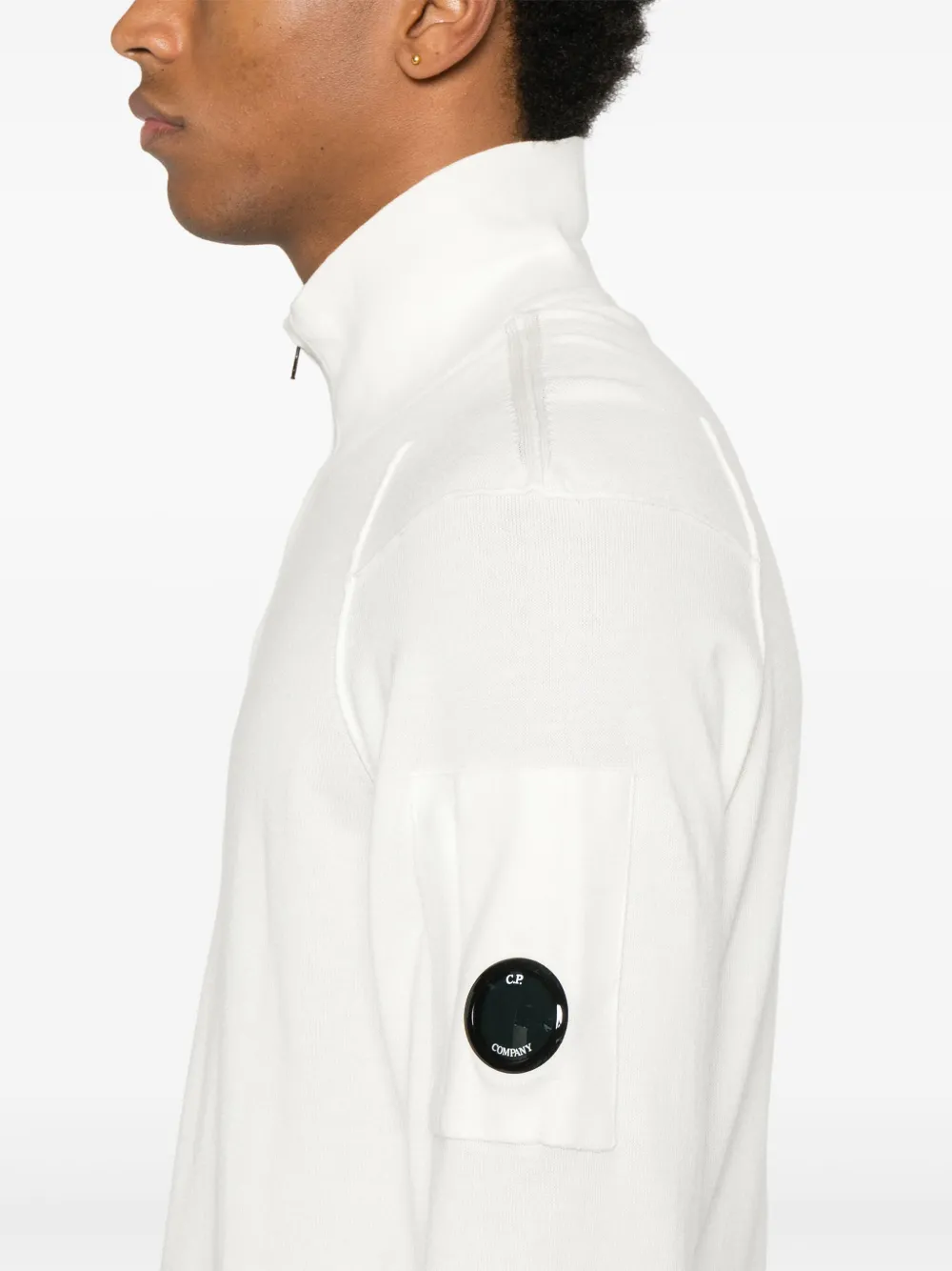 C.p. Company Lens-detail Sweater In White