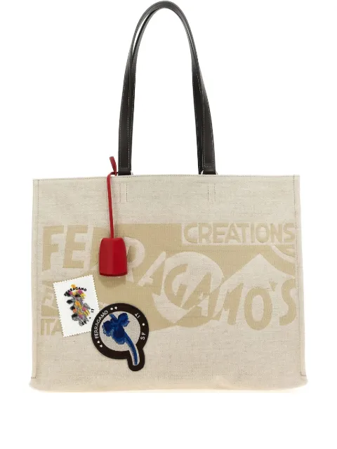 Ferragamo large logo-jacquard tote bag