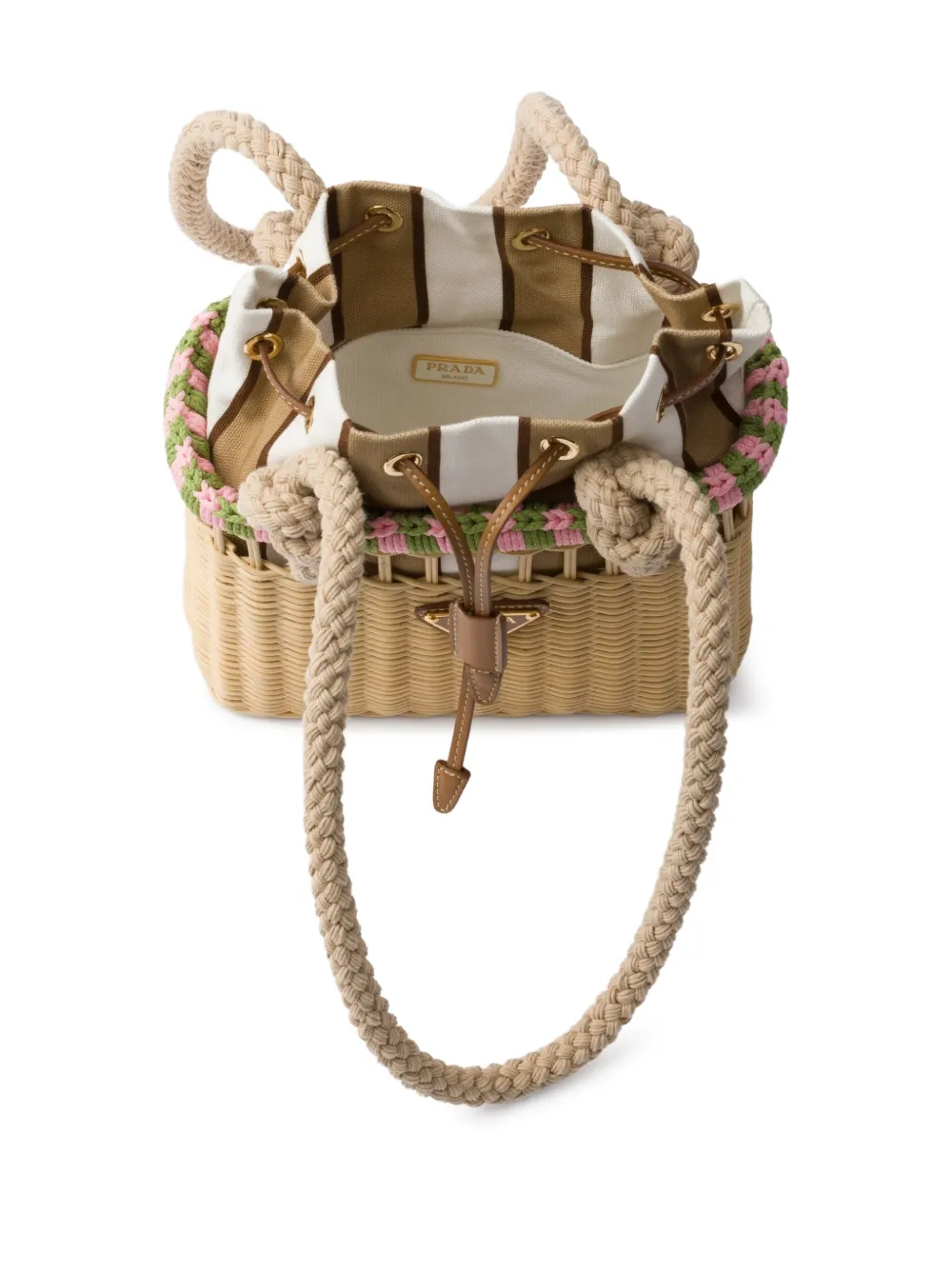 Prada Wicker mini-schoudertas Beige