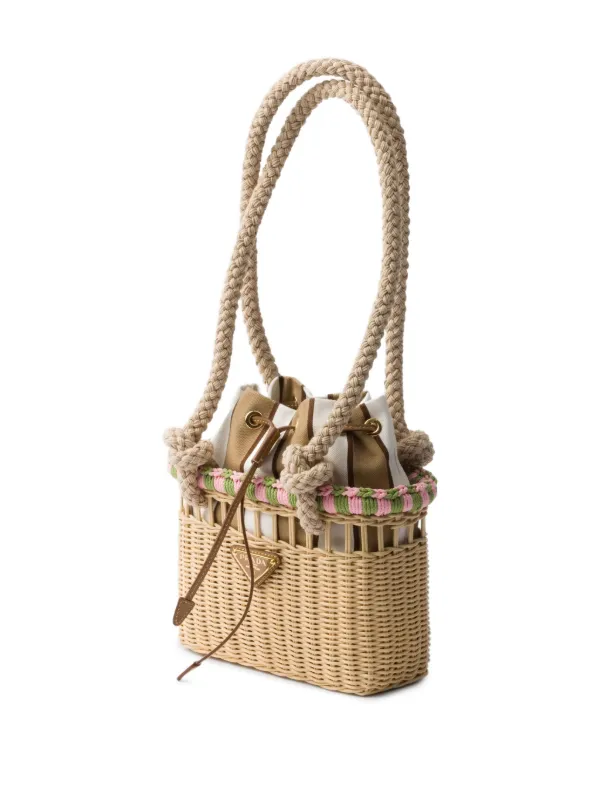 PRADA ウィッカー ミニバッグ Wicker mini-bag ★関税込 Prada Mini Wicker and Leather Prada Panier Bag | Saks Fifth