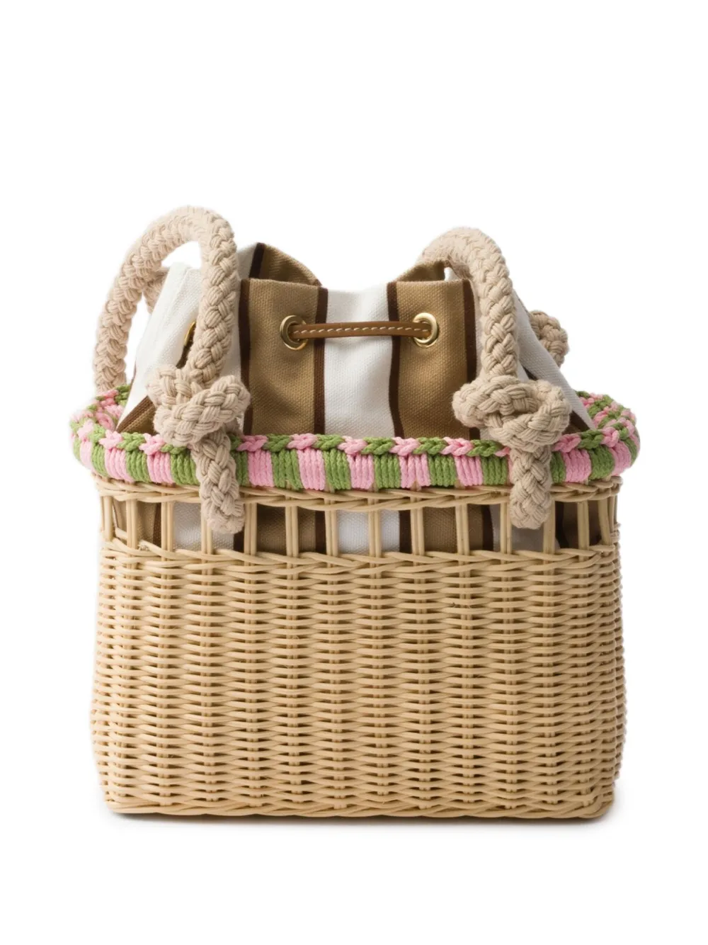 Prada Wicker mini-schoudertas - Beige