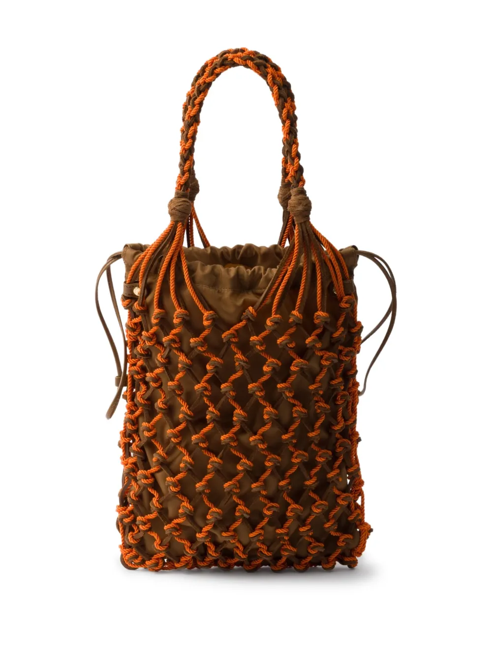Prada Macramé kleine schoudertas - Bruin