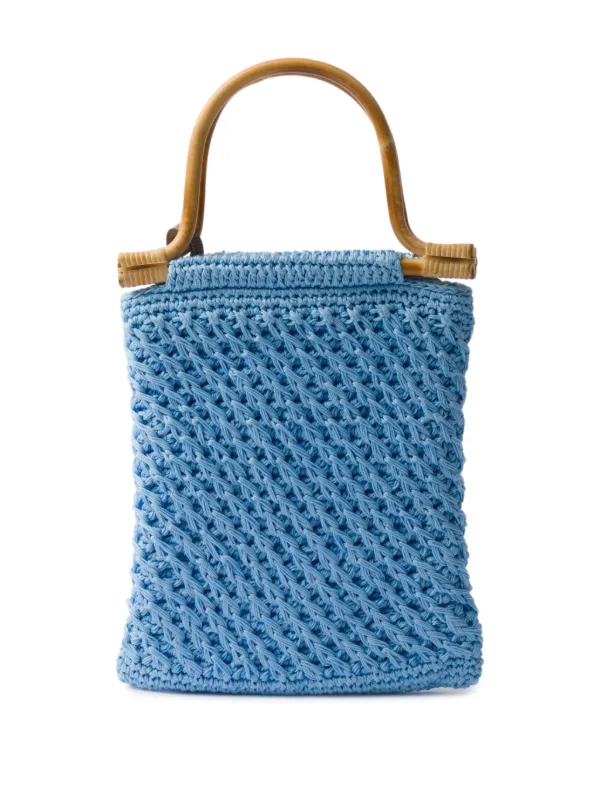 トートバッグ Prada Sky blue/caramel crochet tote bag with logo Prada Sky blue/caramel crochet tote bag with logo | TheDoubleF
