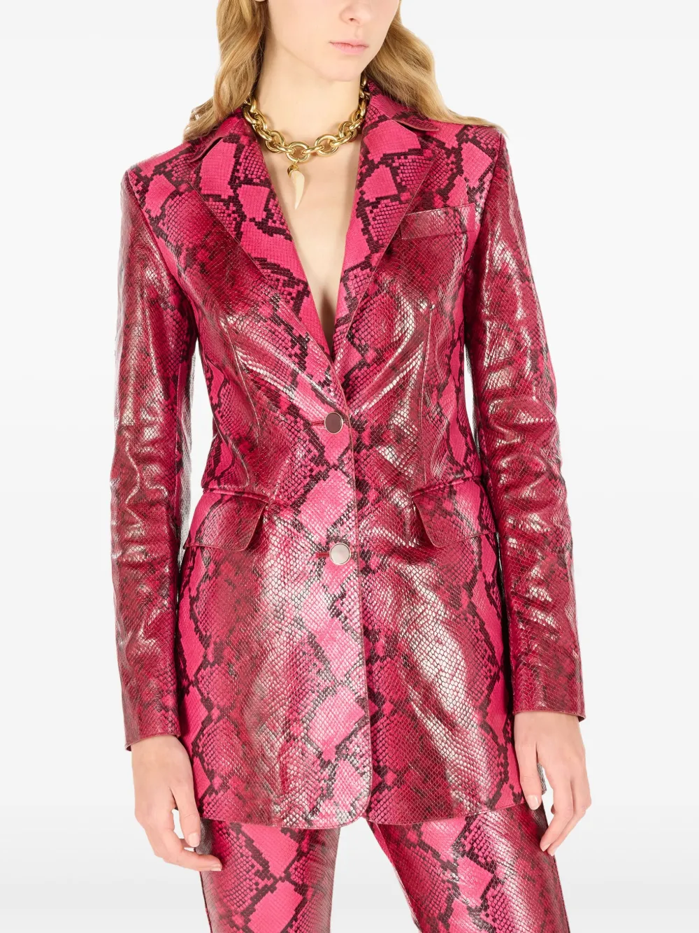 Roberto Cavalli Blazer met slangenprint Roze