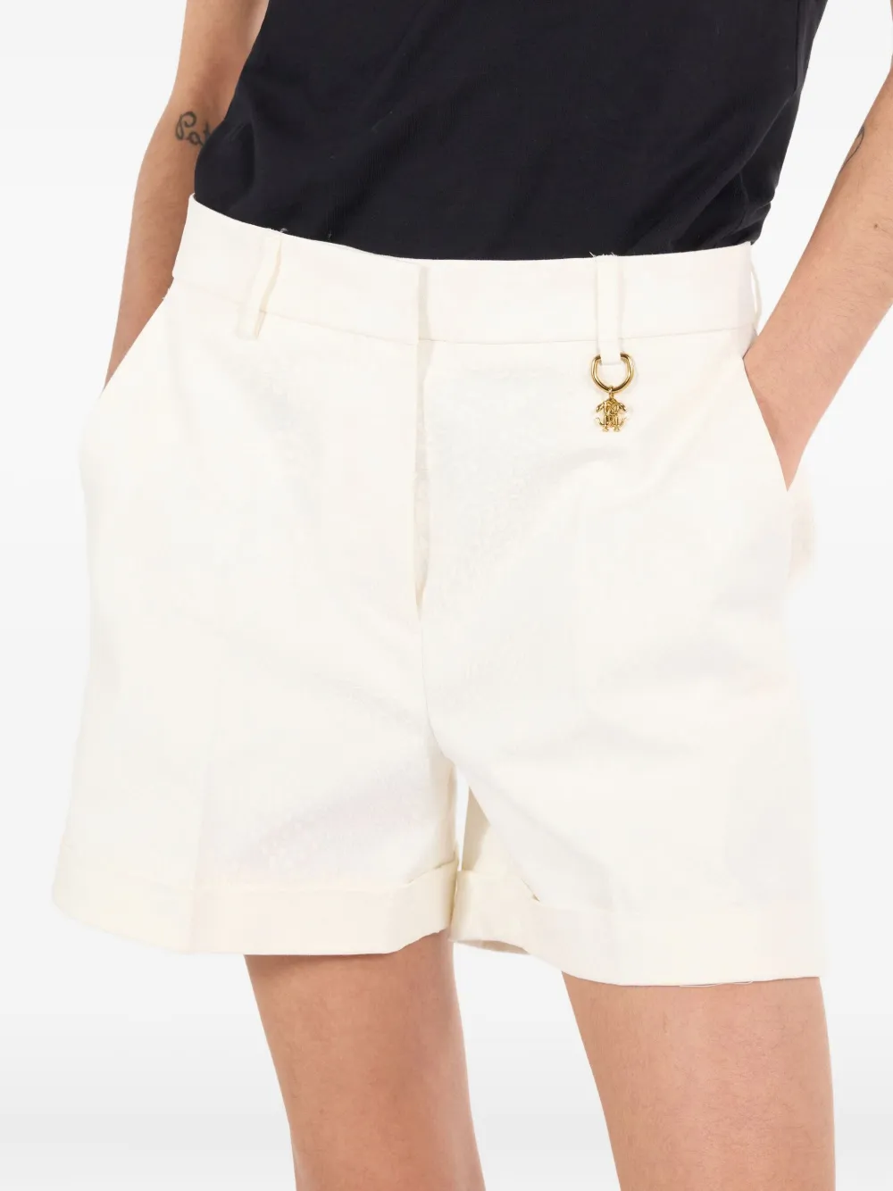 Roberto Cavalli Shorts met logobedel Beige