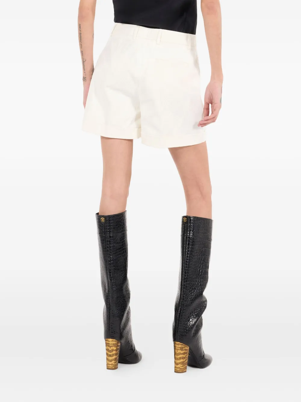 Roberto Cavalli Shorts met logobedel Beige