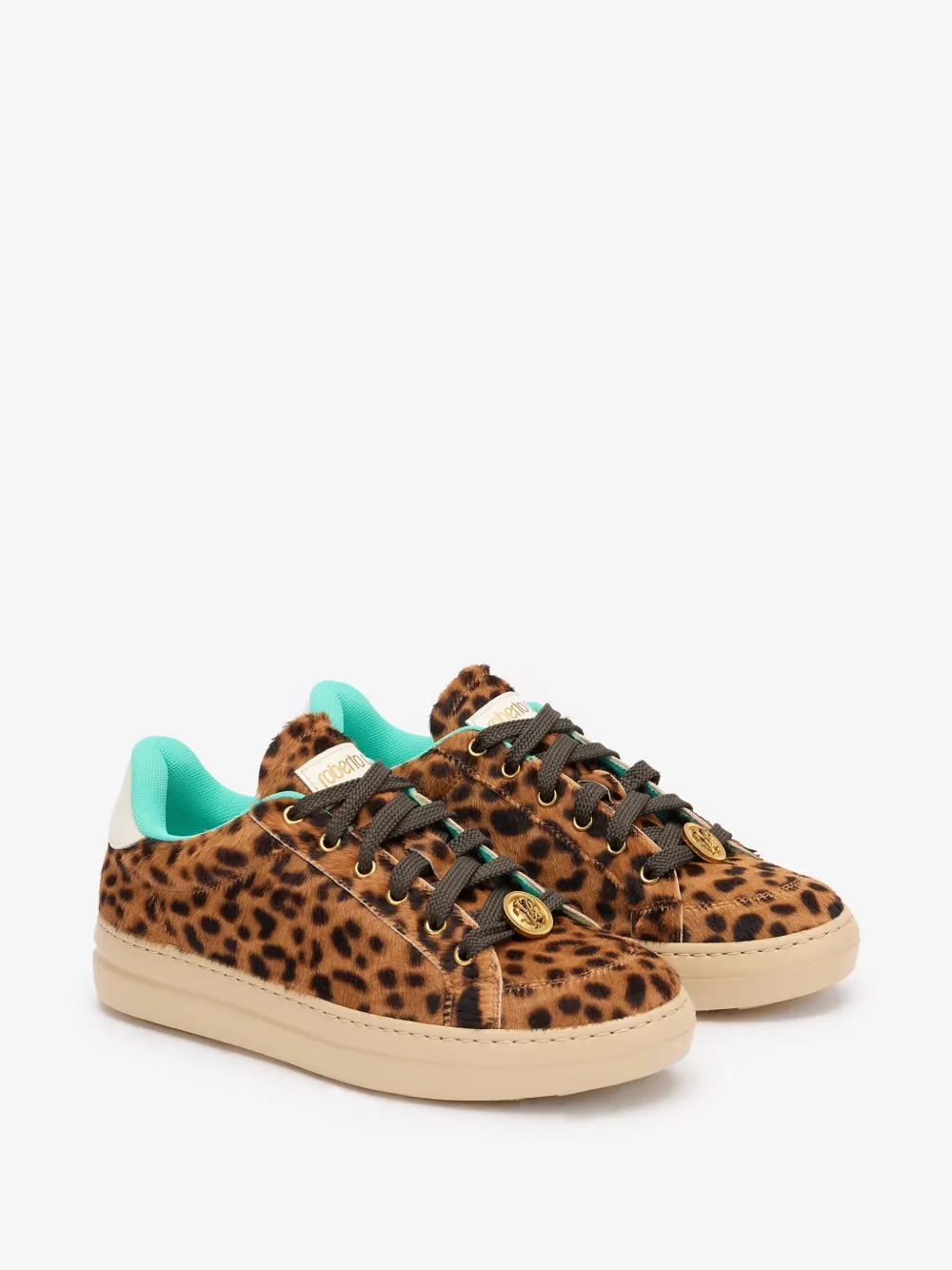 Roberto Cavalli Sneakers With Jaguar Skin Print In Brown