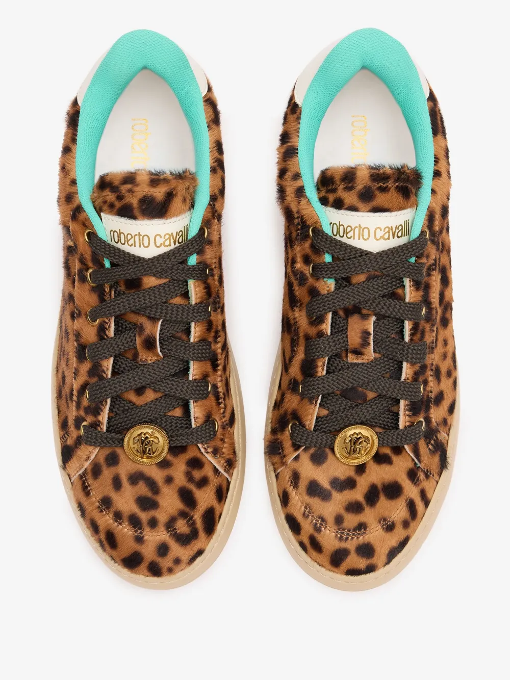 Roberto Cavalli Sneakers With Jaguar Skin Print In Brown