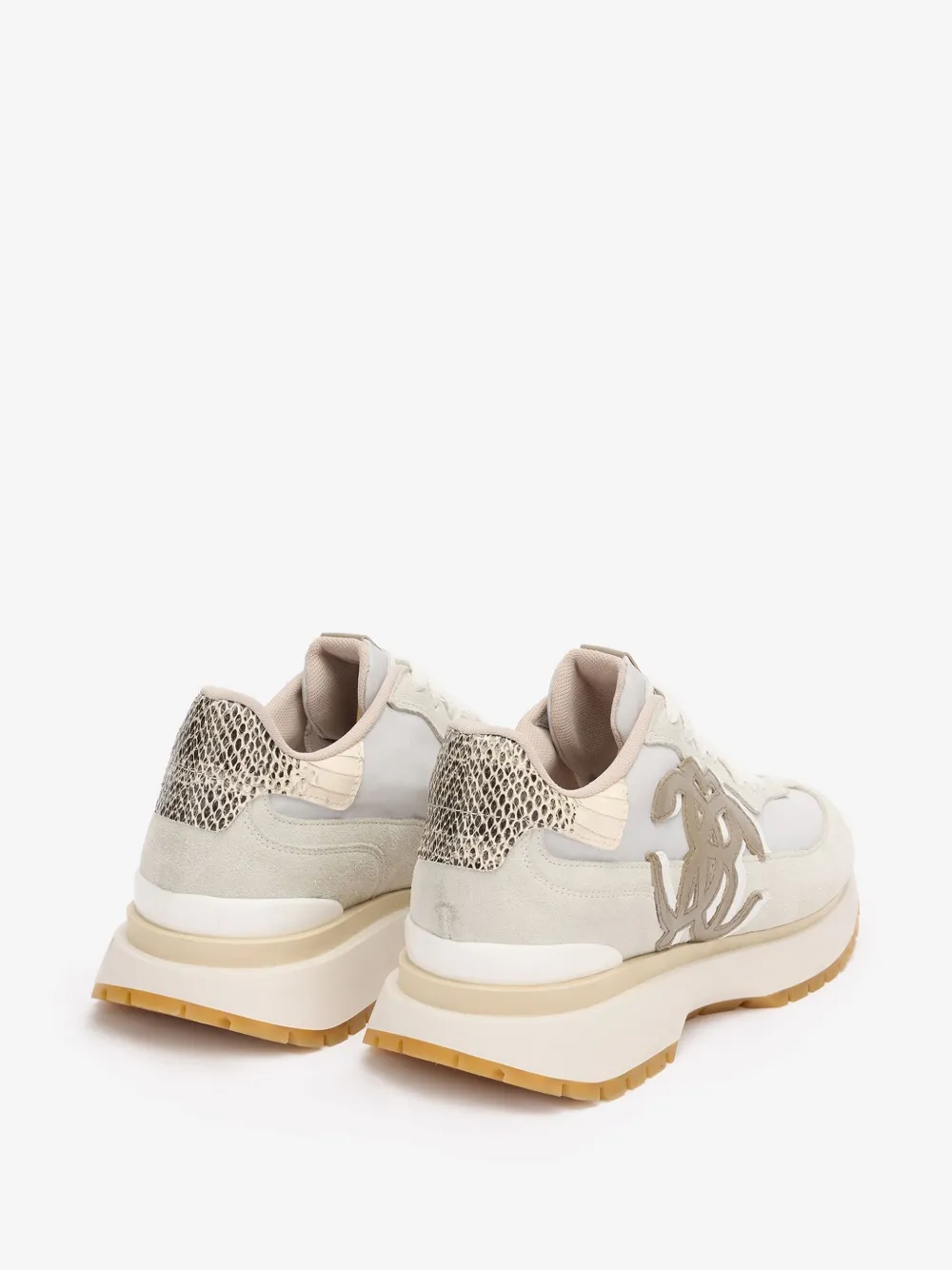 Roberto Cavalli Leather-panelled Sneakers In White