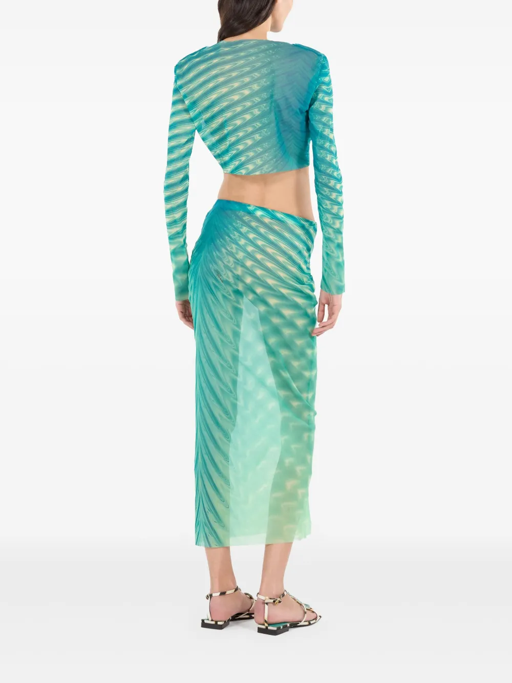 Roberto Cavalli Psychedelic Print Top And Skirt Set In Green
