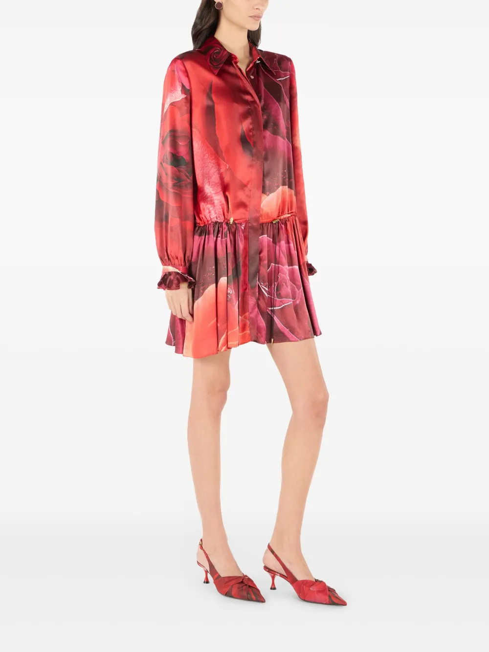 Roberto Cavalli Jurk met rozenprint Rood