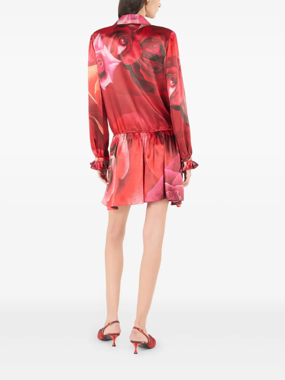 Roberto Cavalli Jurk met rozenprint Rood