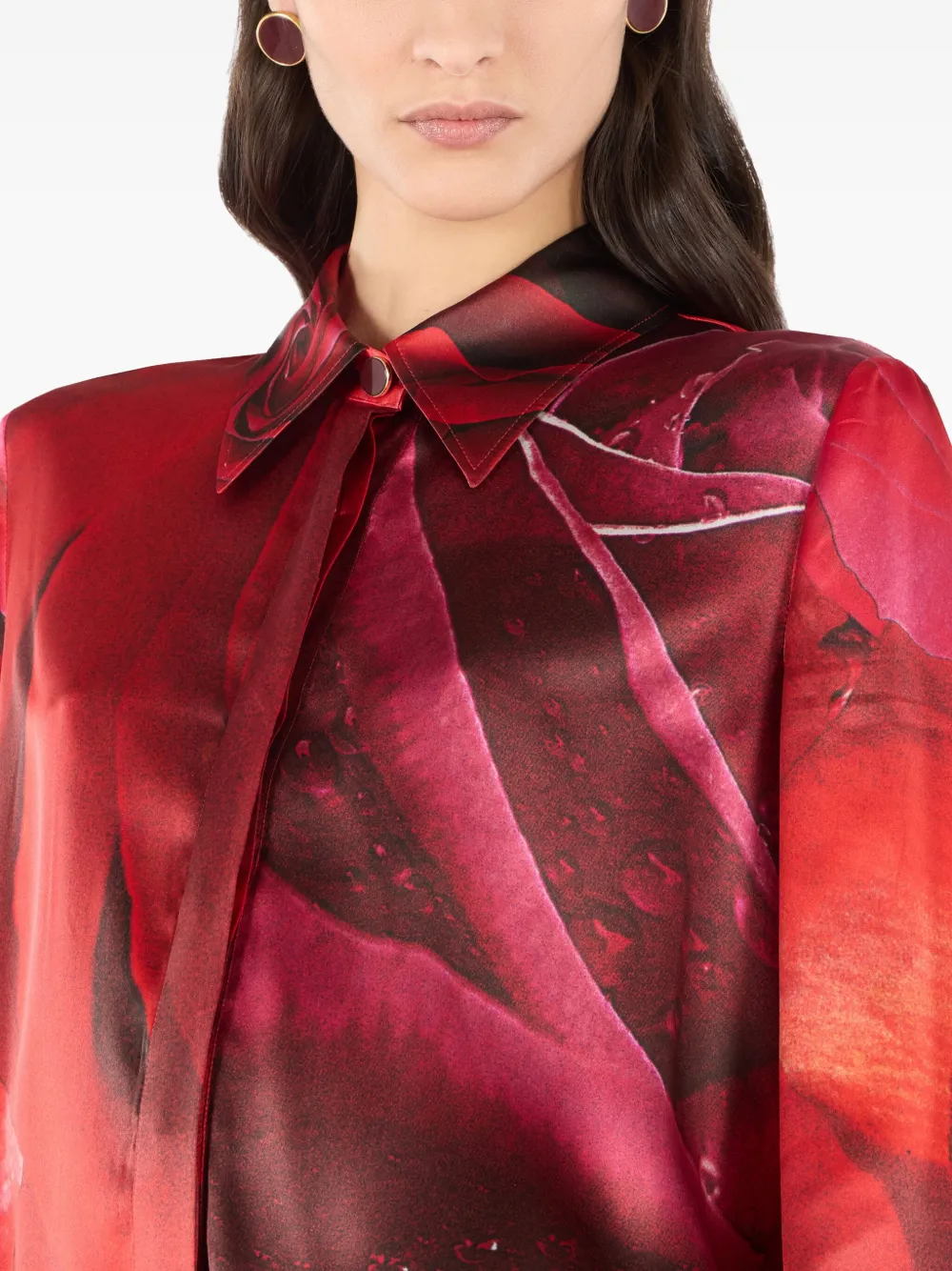 Roberto Cavalli Jurk met rozenprint Rood