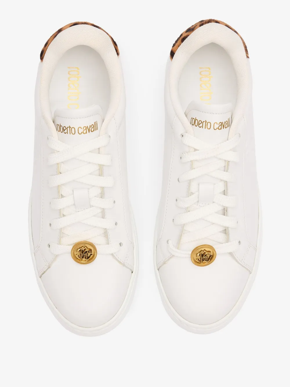 Roberto Cavalli Sneakers With Jaguar Skin Back In White