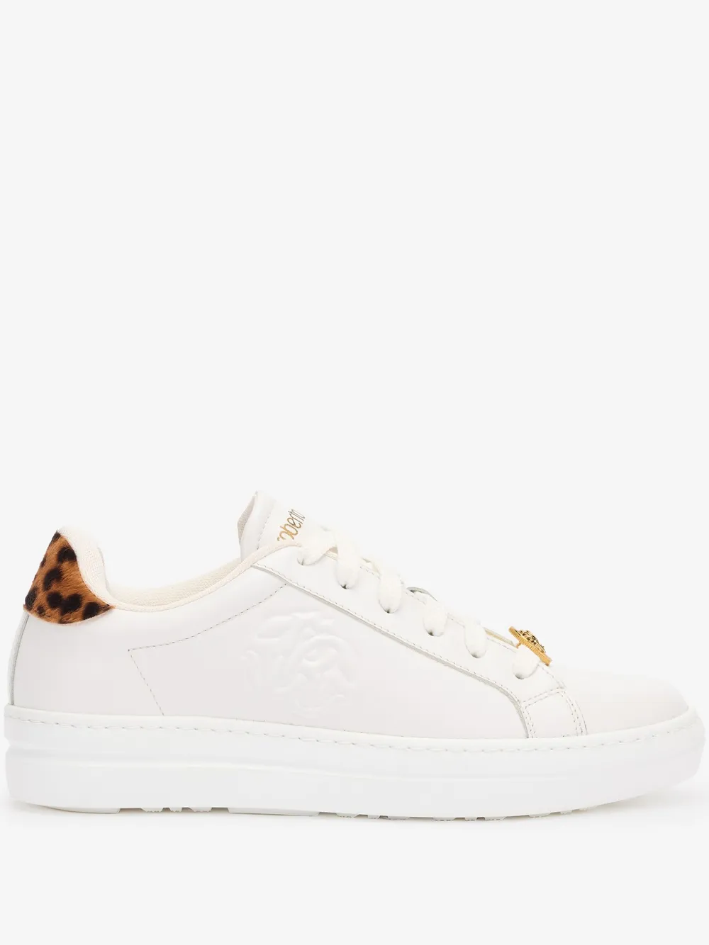Roberto Cavalli Sneakers With Jaguar Skin Back In White