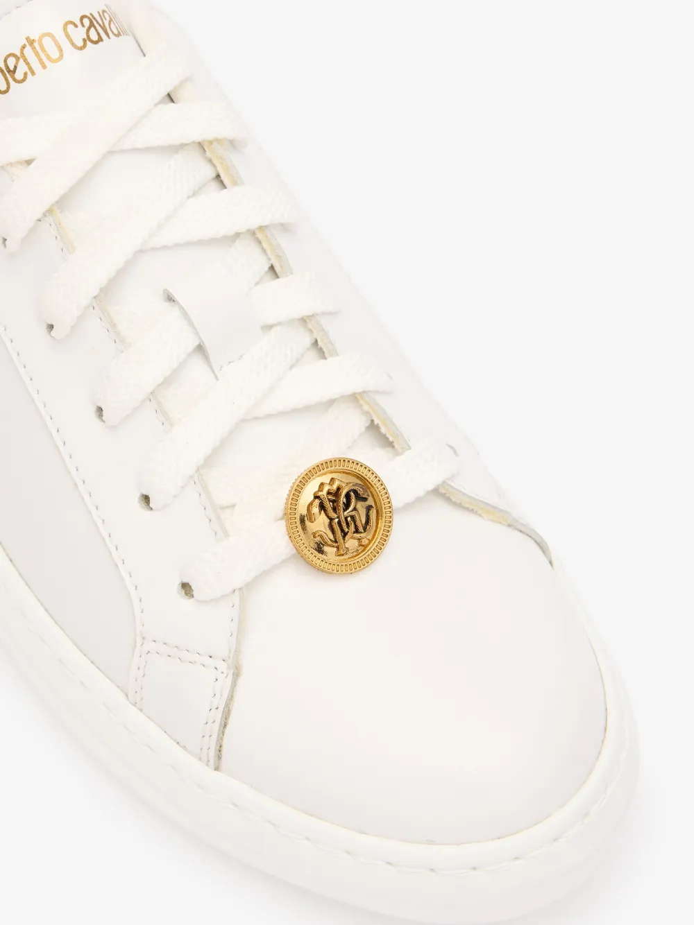 Roberto Cavalli Sneakers With Jaguar Skin Back In White