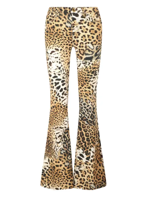 Roberto Cavalli jeans acampanados con estampado de leopardo