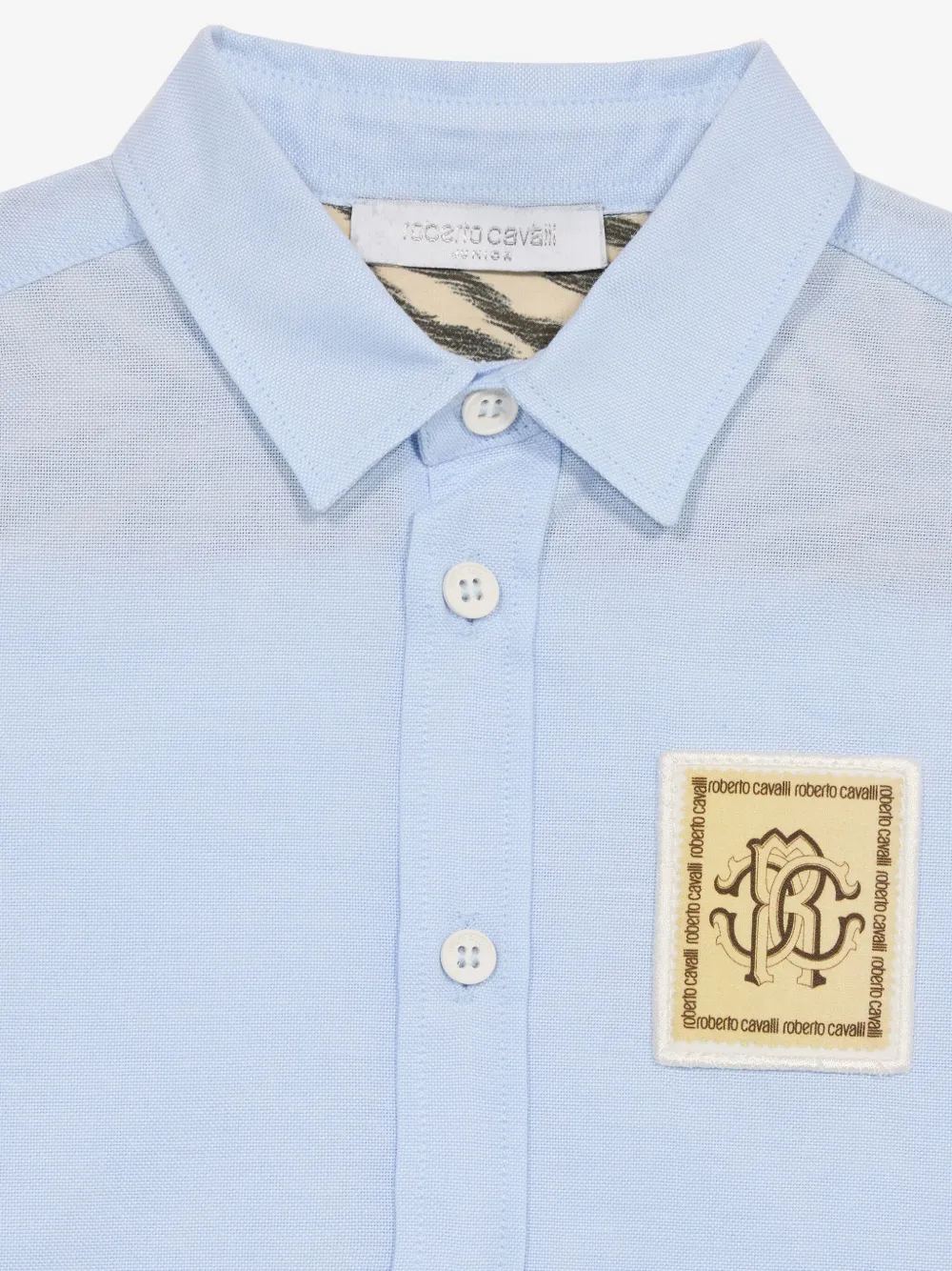 Roberto Cavalli Junior Shirt met logopatch Blauw