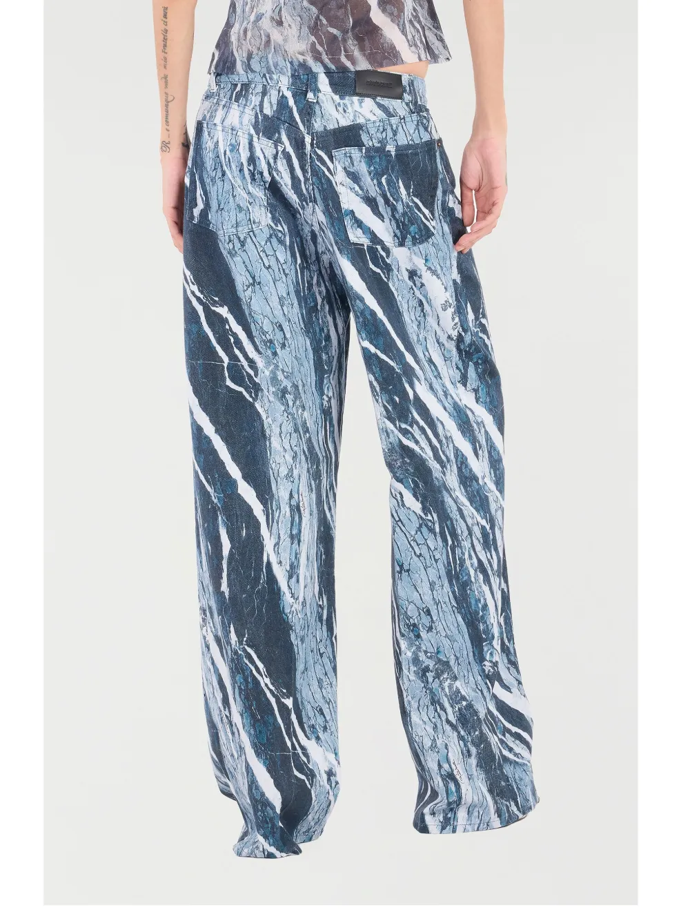ROBERTO CAVALLI MARBLE-PRINT WIDE-LEG JEANS