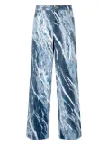 Roberto Cavalli marble-print wide-leg jeans - Blue