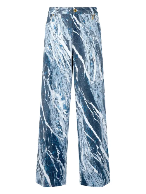 Pantalon ample à imprimé marbré - Roberto Cavalli - Modalova