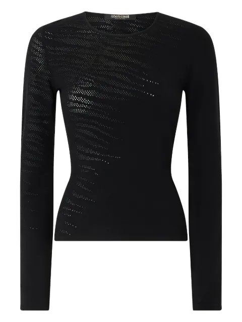 Roberto Cavalli perforated long-sleeve top