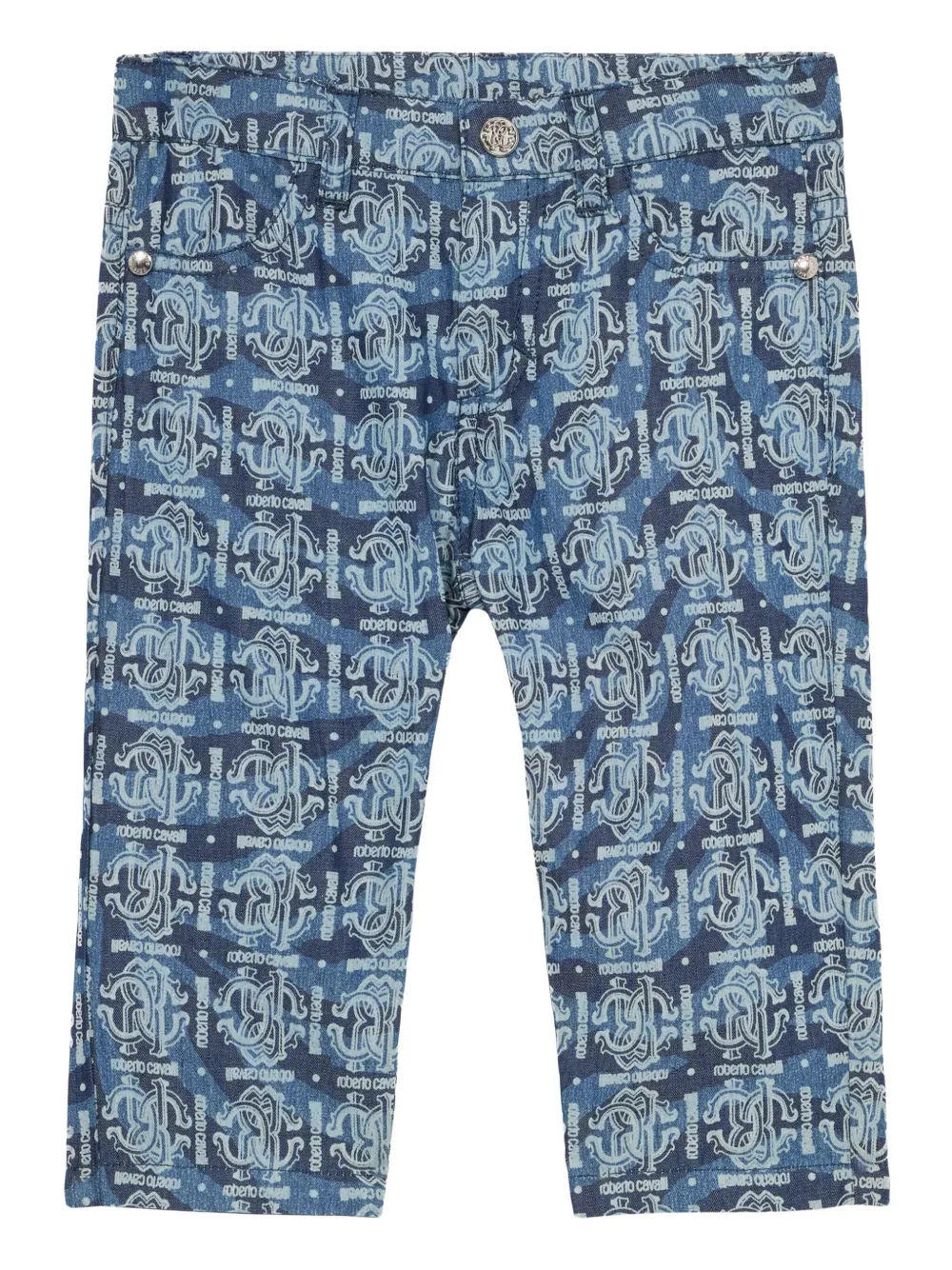 Roberto Cavalli Junior Spijkershorts met monogram Blauw
