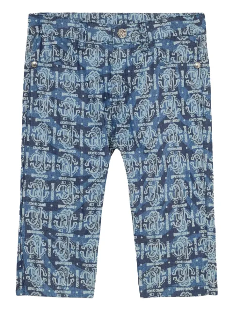 Roberto Cavalli Junior monogram denim shorts