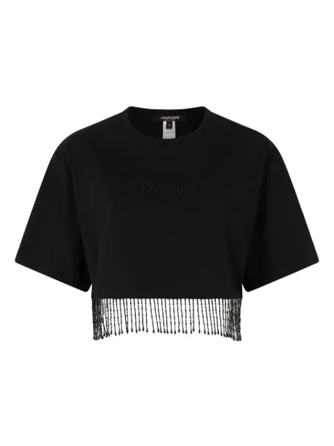 Roberto Cavalli beaded-fringe crop top