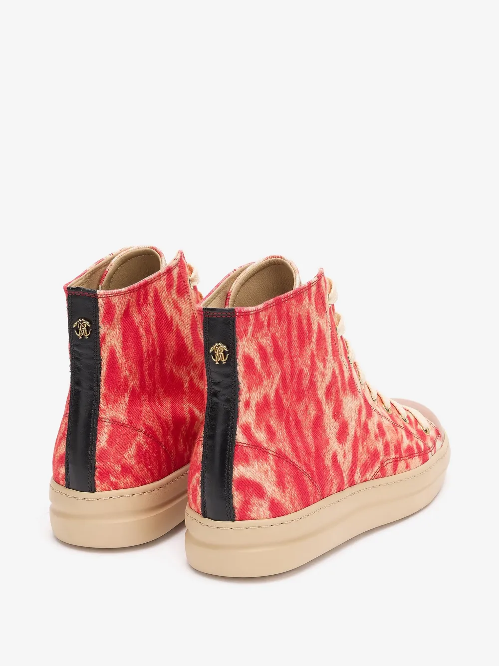 Roberto Cavalli High-top Sneakers With Zebra Print In Red