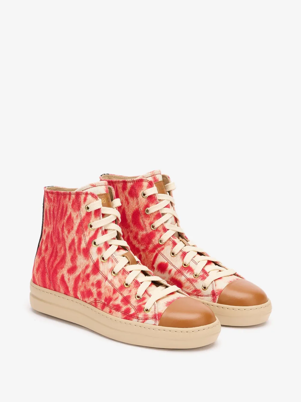 Roberto Cavalli High-top Sneakers With Zebra Print In Red
