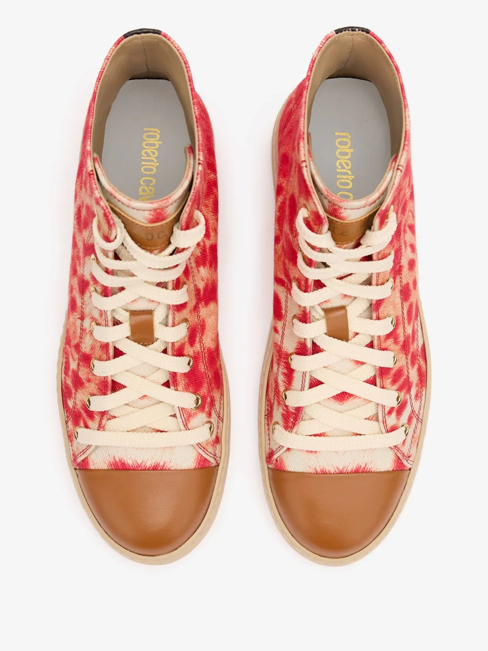 Roberto Cavalli High-top Sneakers With Zebra Print In Red