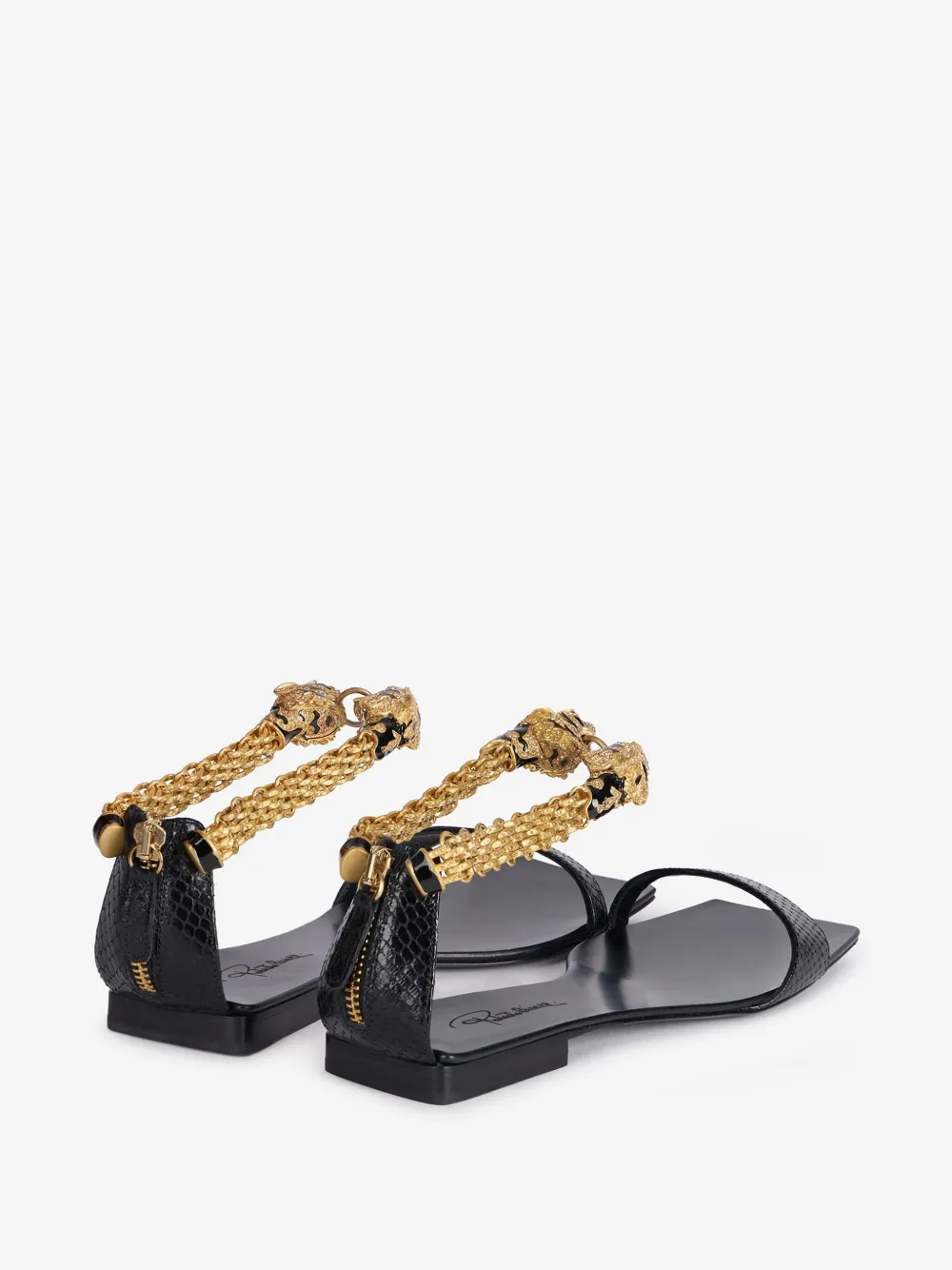 ROBERTO CAVALLI JEWEL TIGERS FLAT SANDALS