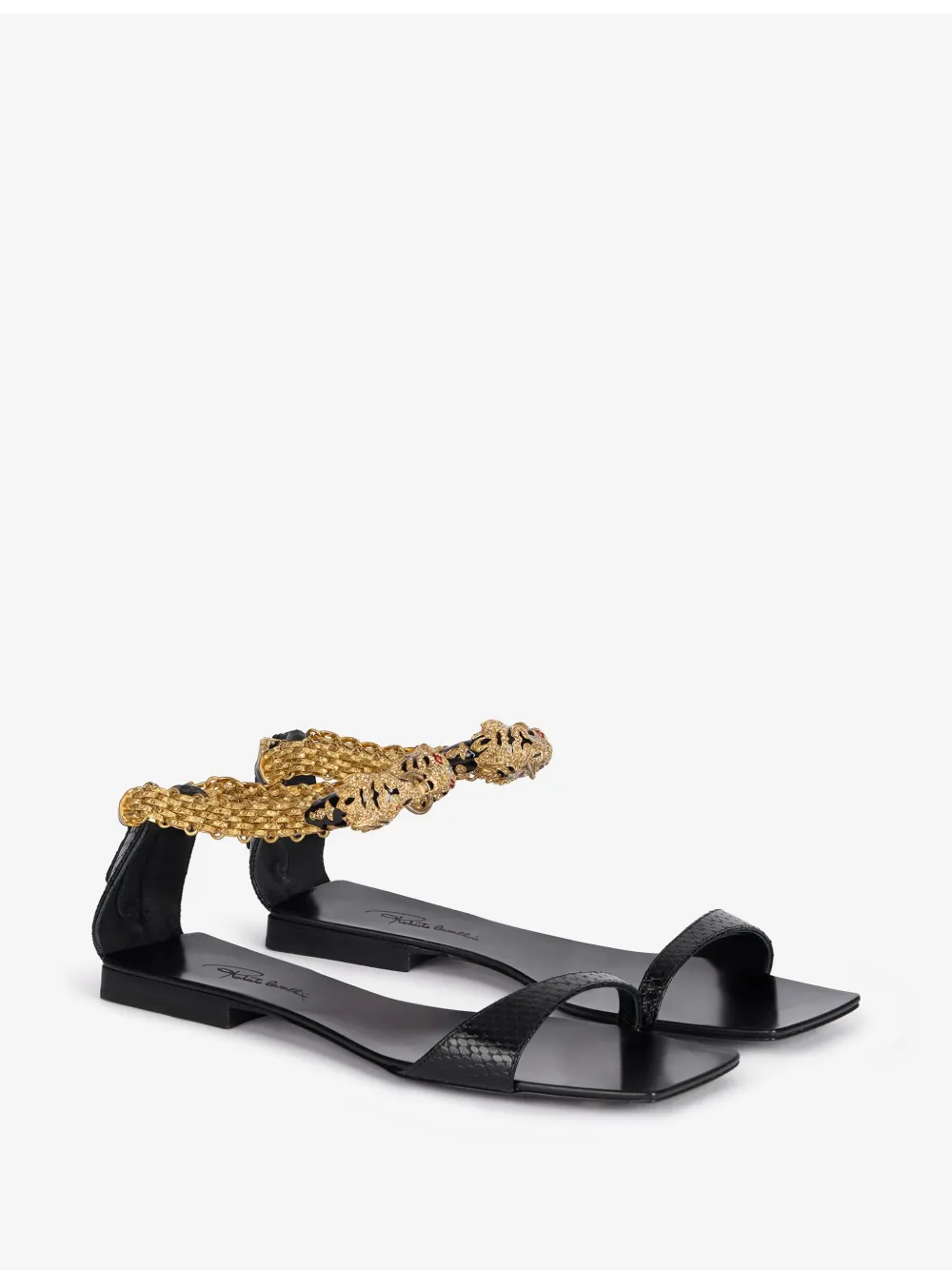 ROBERTO CAVALLI JEWEL TIGERS FLAT SANDALS