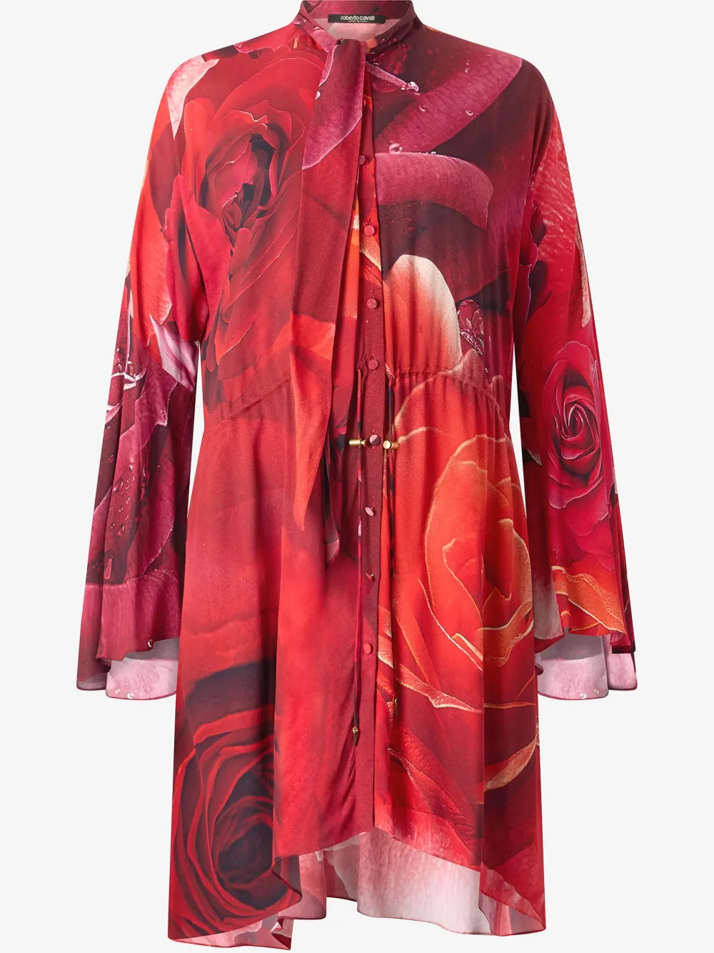 ROBERTO CAVALLI ROSE-PRINT MINI DRESS