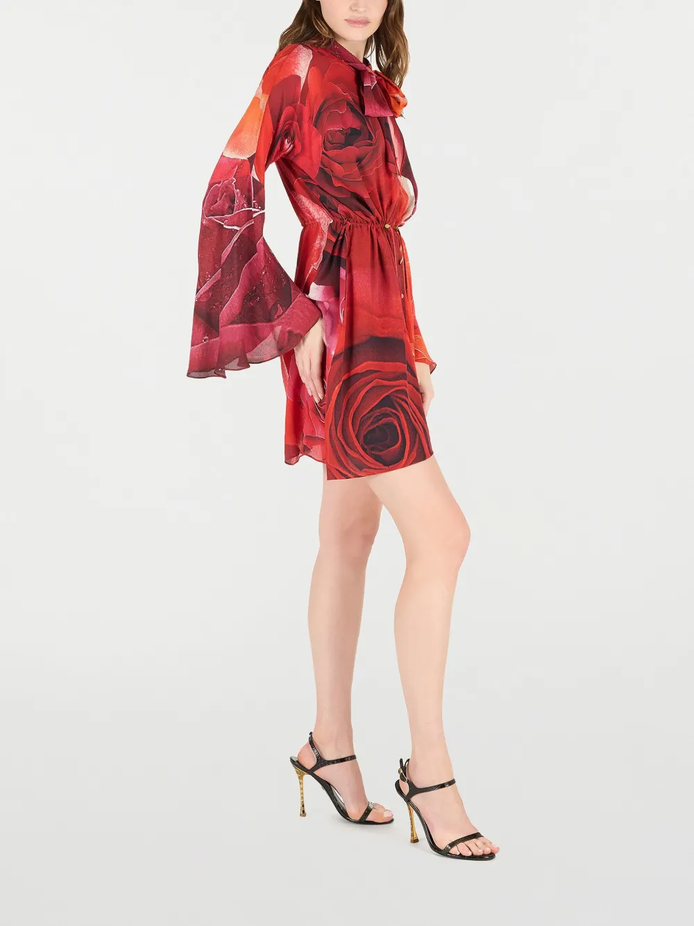 ROBERTO CAVALLI ROSE-PRINT MINI DRESS