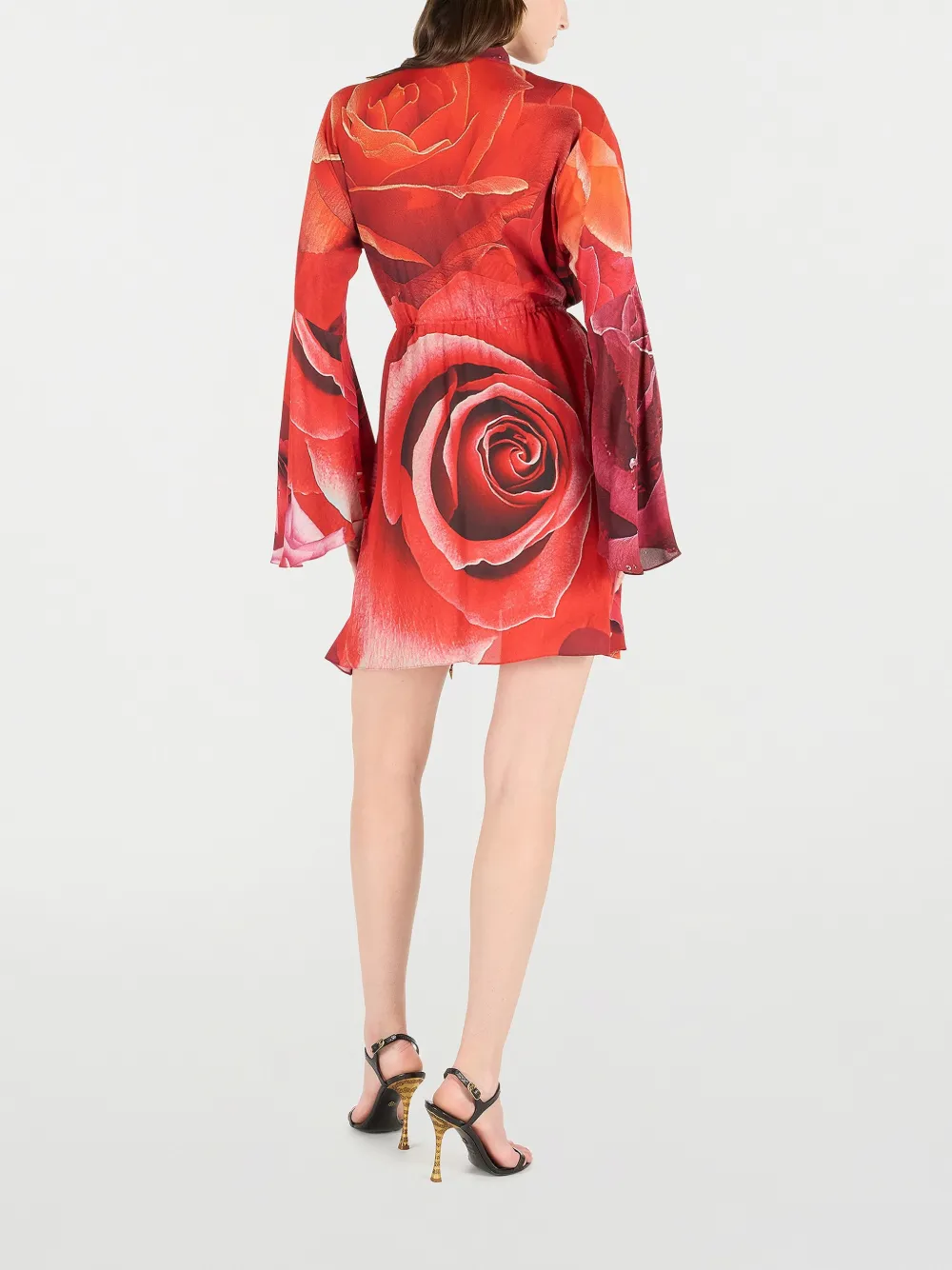 ROBERTO CAVALLI ROSE-PRINT MINI DRESS