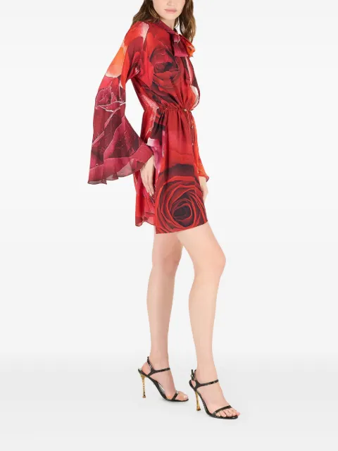 Roberto Cavalli rose-print mini dress UKT140KWN48 - 2