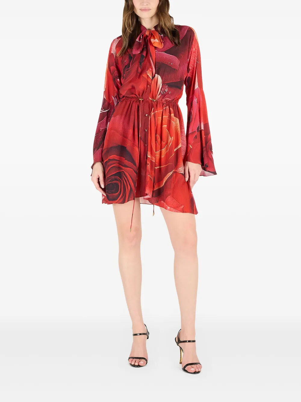 Roberto Cavalli Jurk met rozenprint - Rood