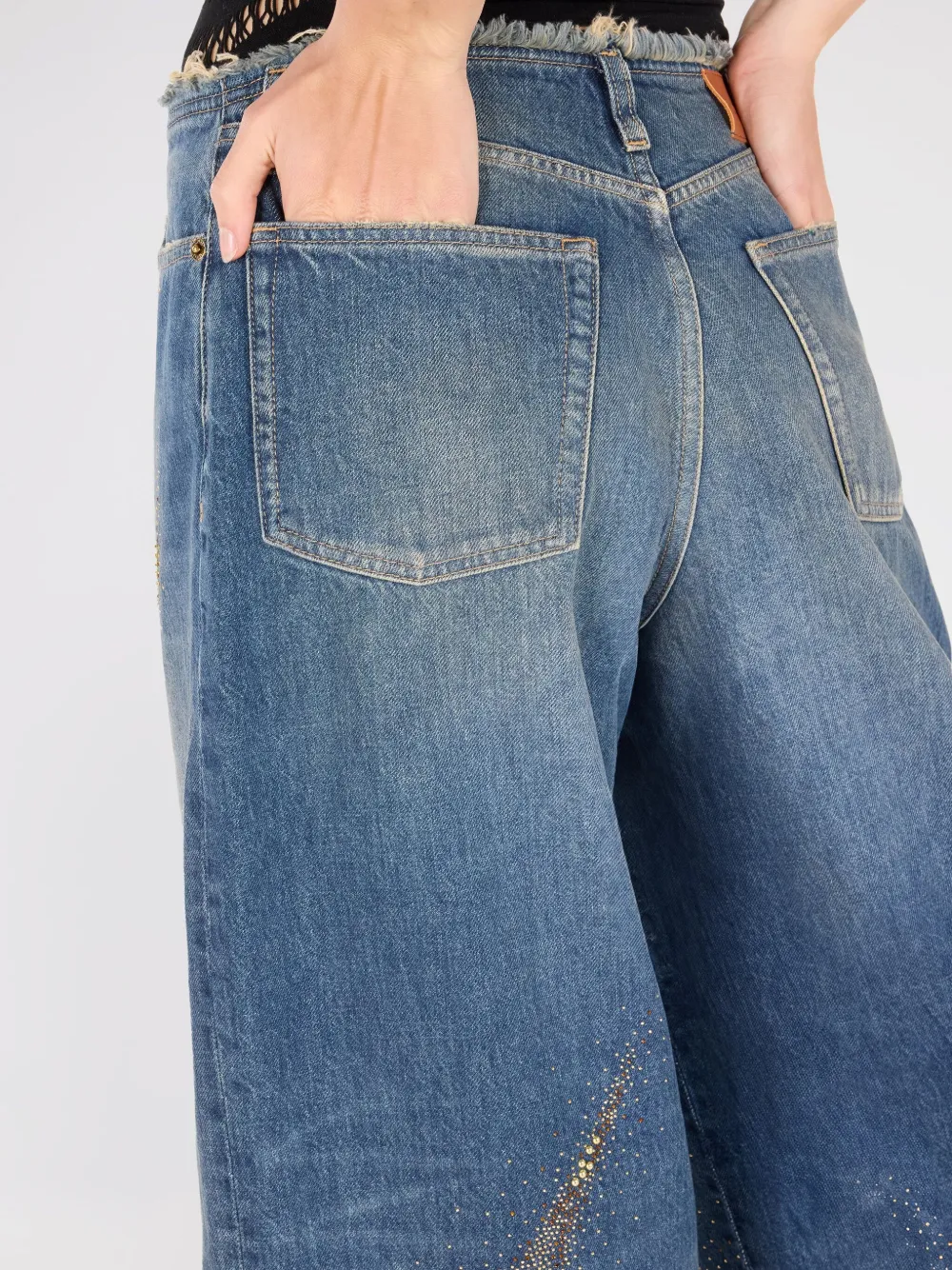 ROBERTO CAVALLI DISTRESSED WIDE-LEG JEANS