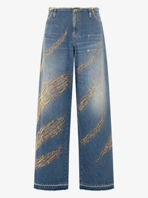 Roberto Cavalli jeans anchos con efecto envejecido