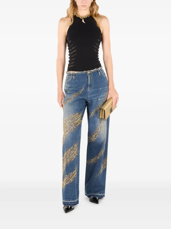 Roberto Cavalli ダメージ ワイドジーンズ | ブルー | FARFETCH JP
