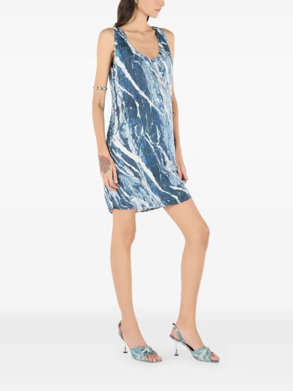 roberto cavalli silk mini dress Roberto Cavalli Silk Mini Dress With Marble Print