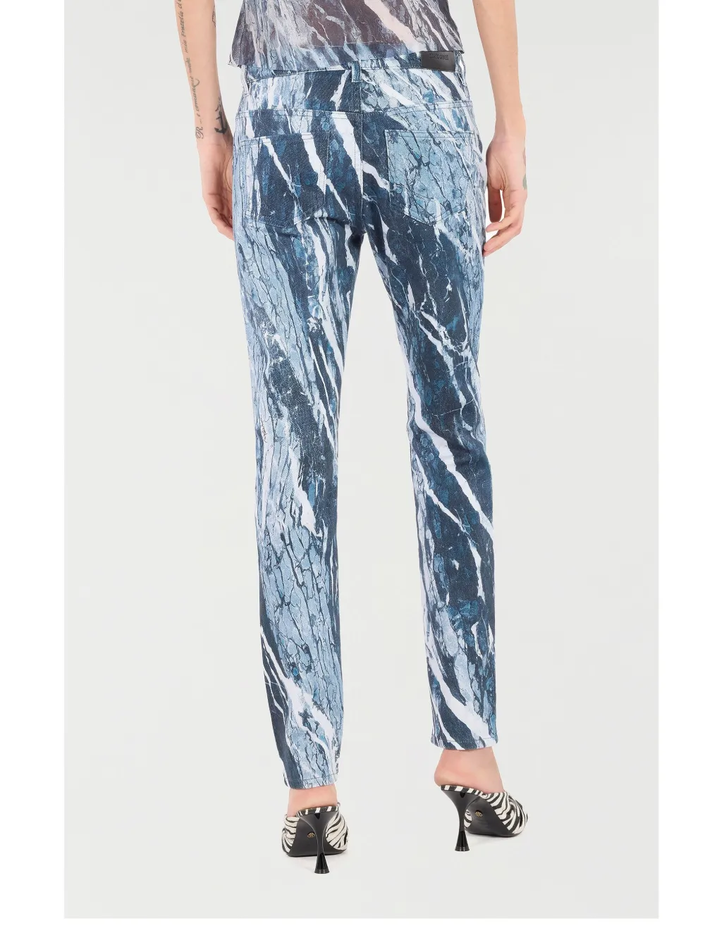 Roberto Cavalli Straight jeans met marmerprint Blauw