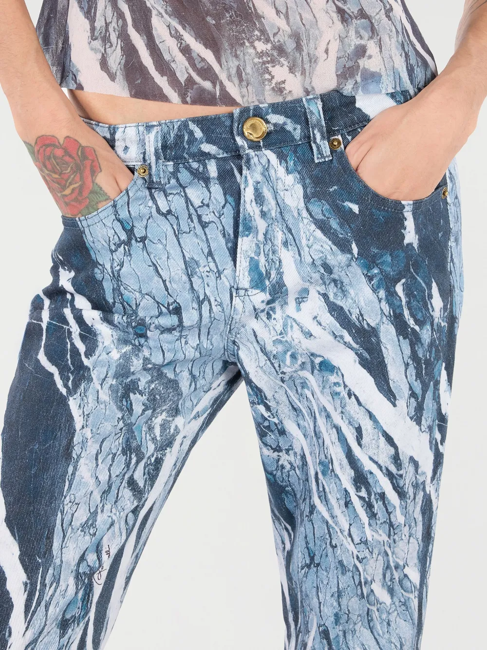 Roberto Cavalli Straight jeans met marmerprint Blauw