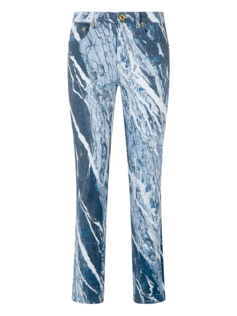 Roberto Cavalli marble-print straight-leg jeans
