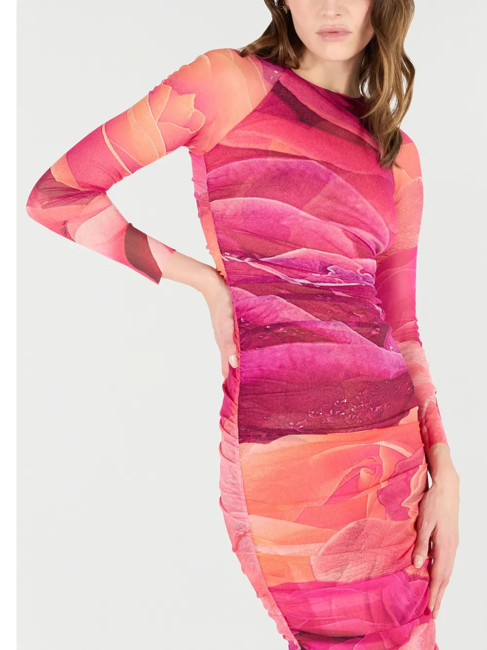 Roberto Cavalli Midi-jurk met roosprint Roze