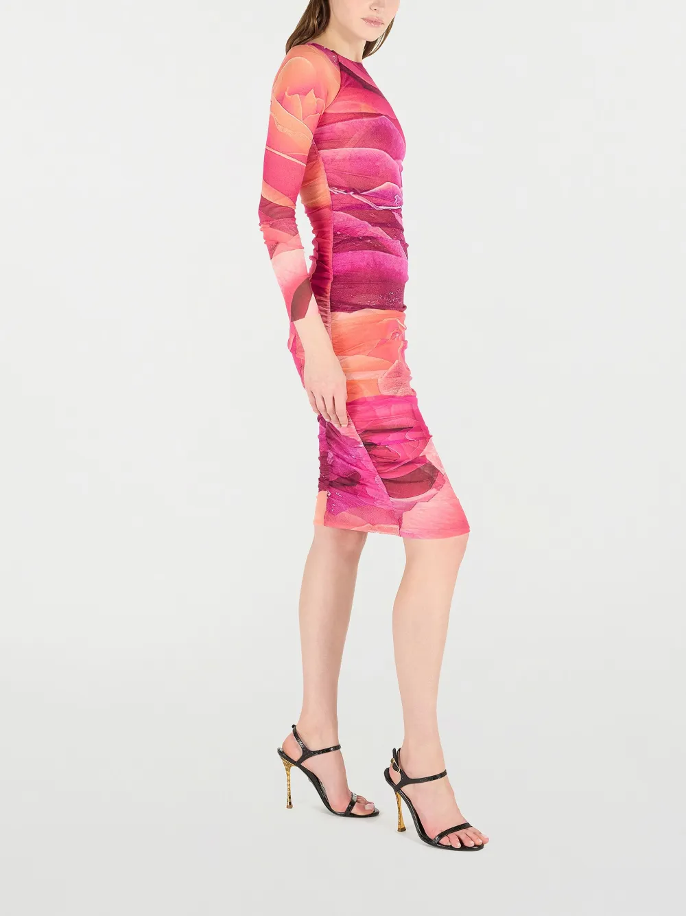 Roberto Cavalli Midi-jurk met roosprint Roze